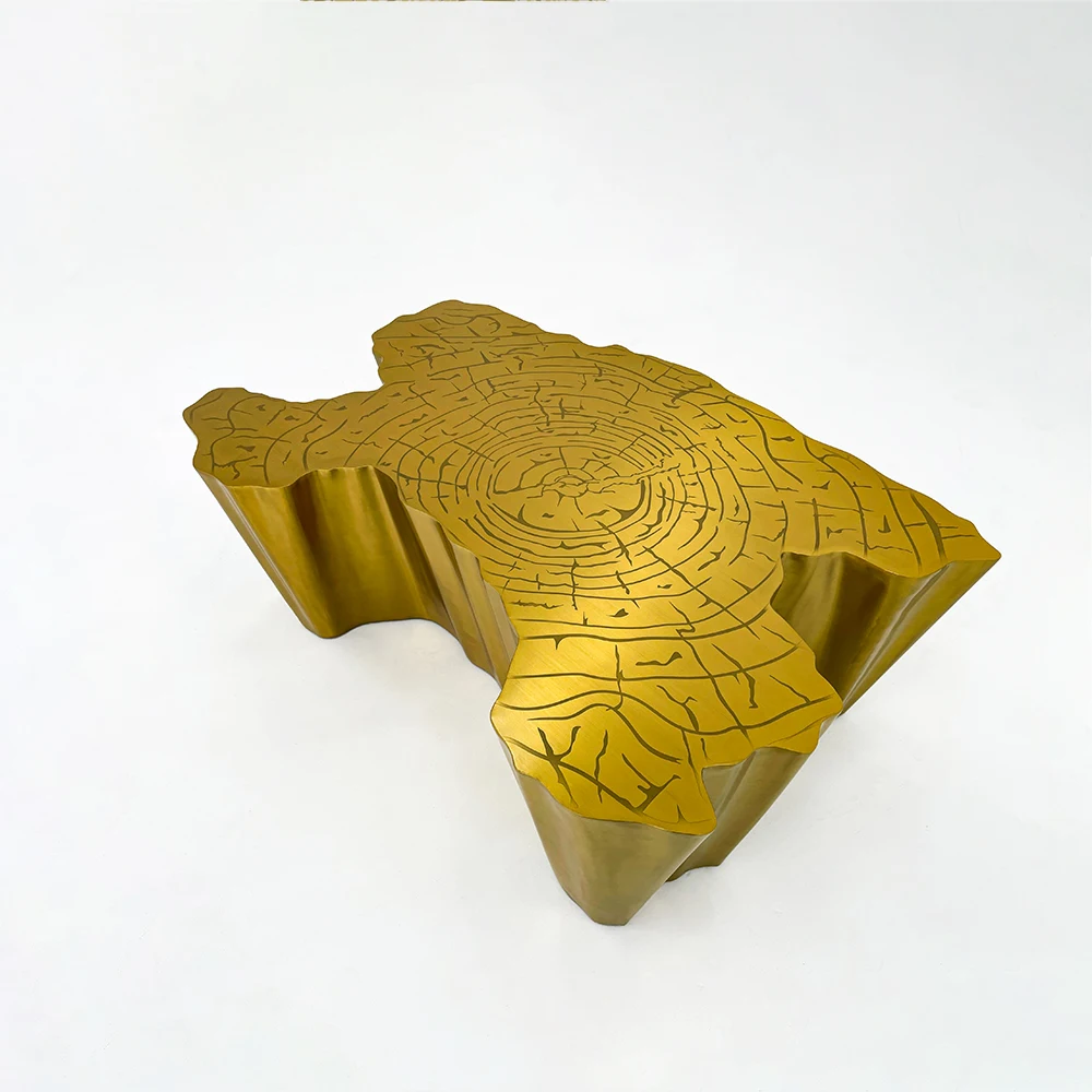 Factory exports high-end and durable modern gold and stainless steel luxury coffee tables for industrial use