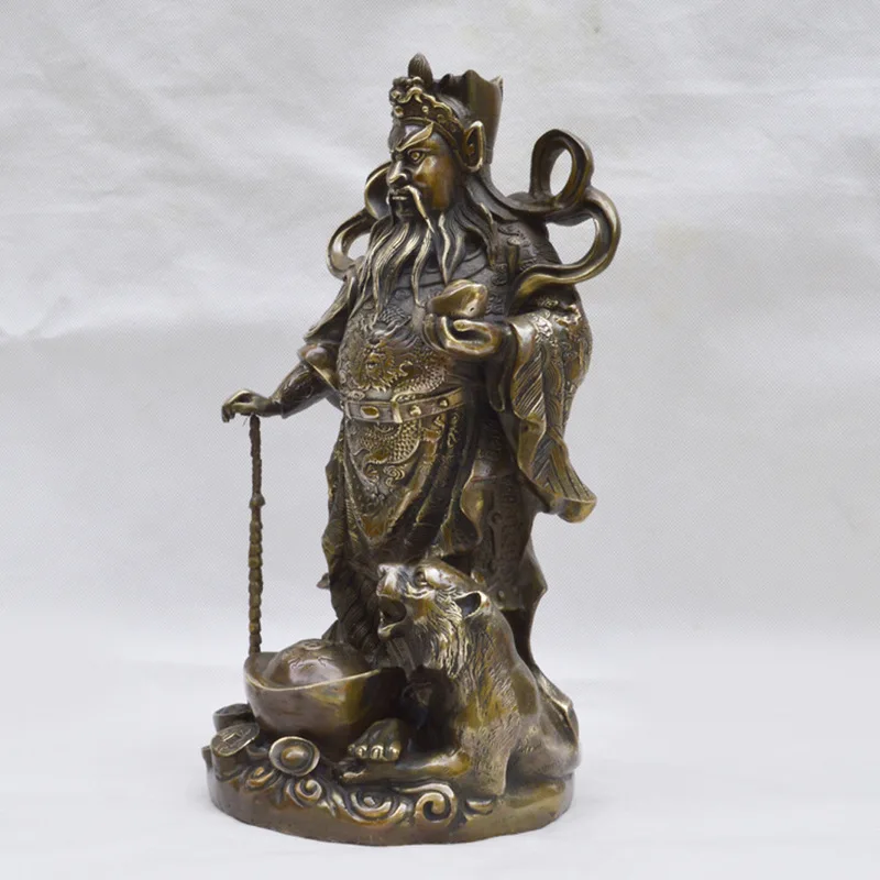 Metal crafts, pure copper martial god of wealth statue, home desktop worship figure decoration