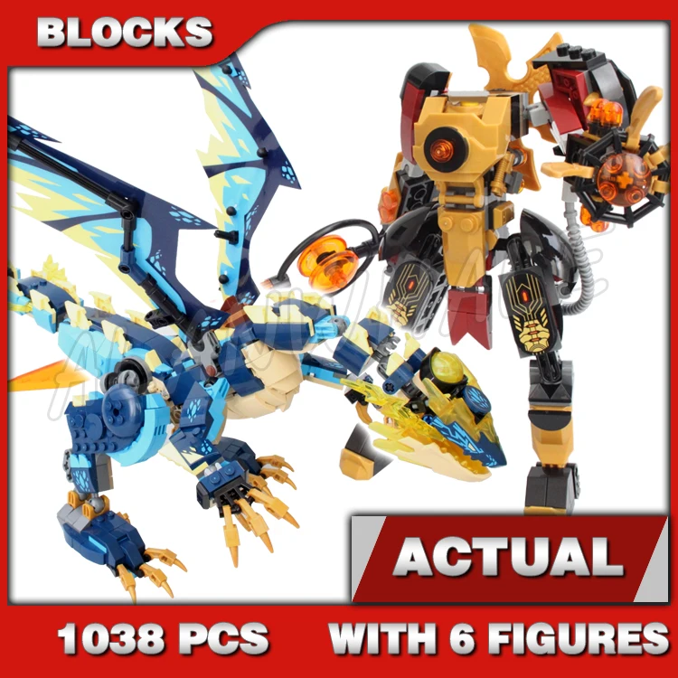 1038pcs Shinobi Elemental Dragon vs. The Empress Mech Gold-bladed Flying Vehicle 1796 Building Block Toys Compatible with Model