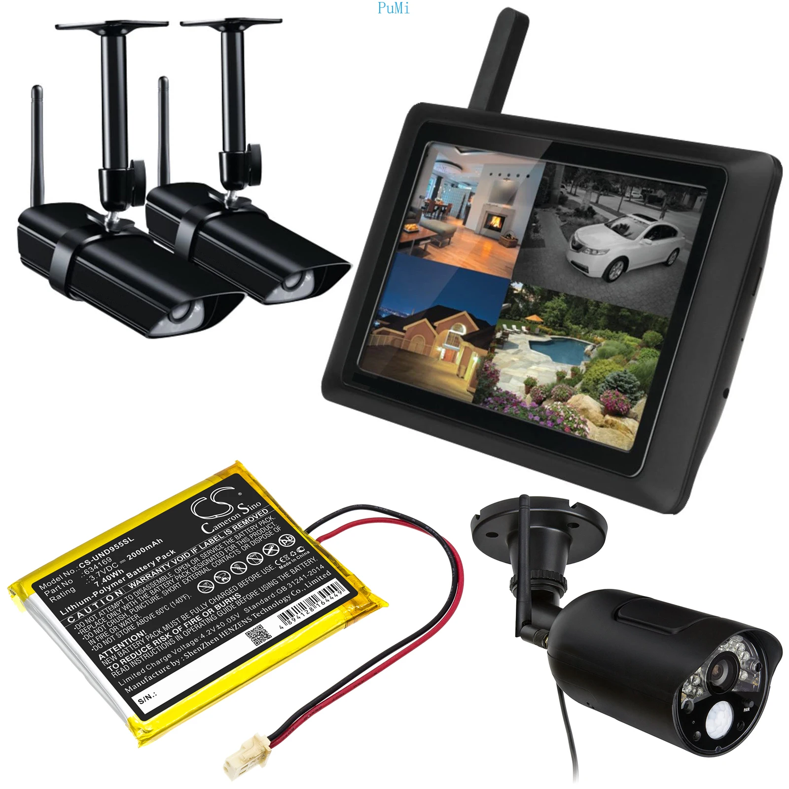 بطارية كاميرا مراقبة للمنزل Li-Polymer لـ Uniden، 3.7 فولت، 2000 مللي أمبير، الموديلات المتوافقة: Guardian G955، UDR744HD، UDR777HD، UDR780HD #6