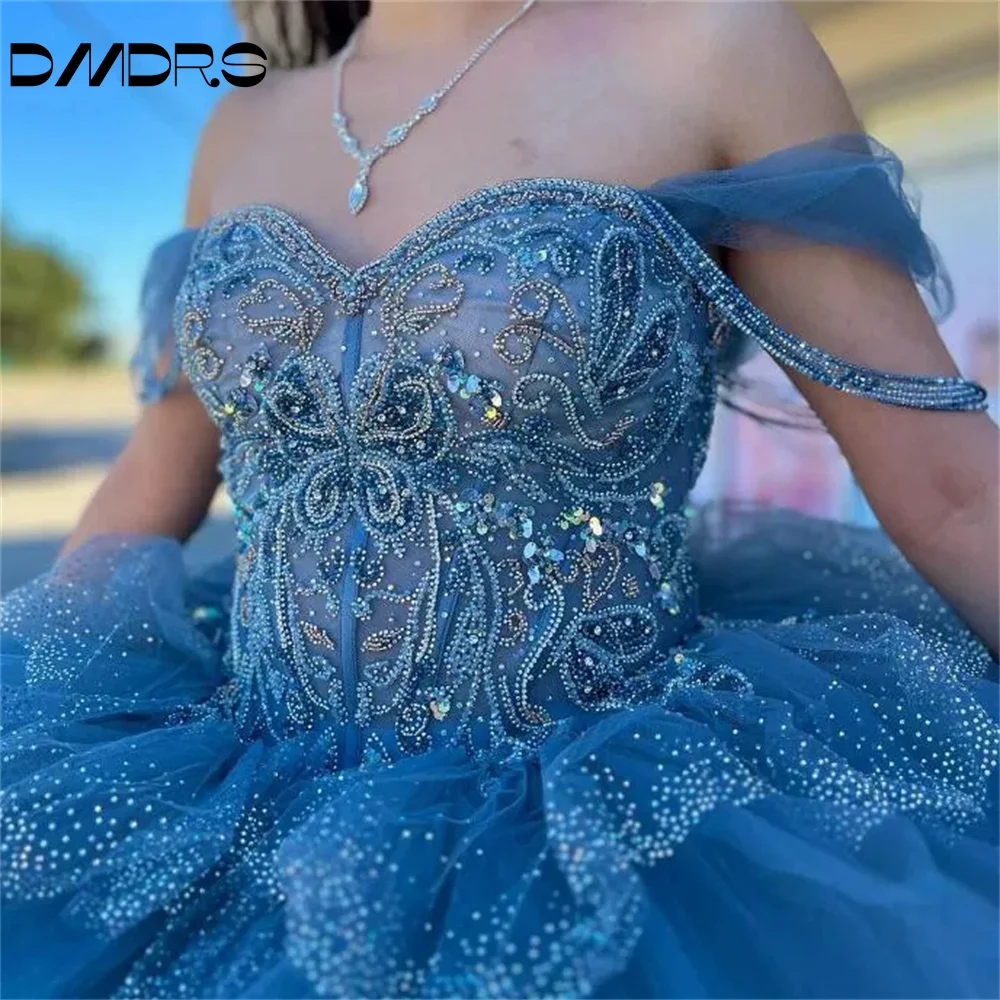 فستان حفلة أنيق من حبيبته Quinceanera ، ساحر متألق قبالة الكتف ، ثوب الكرة ، زهرة الفتاة ، حلوة 16 ثوب