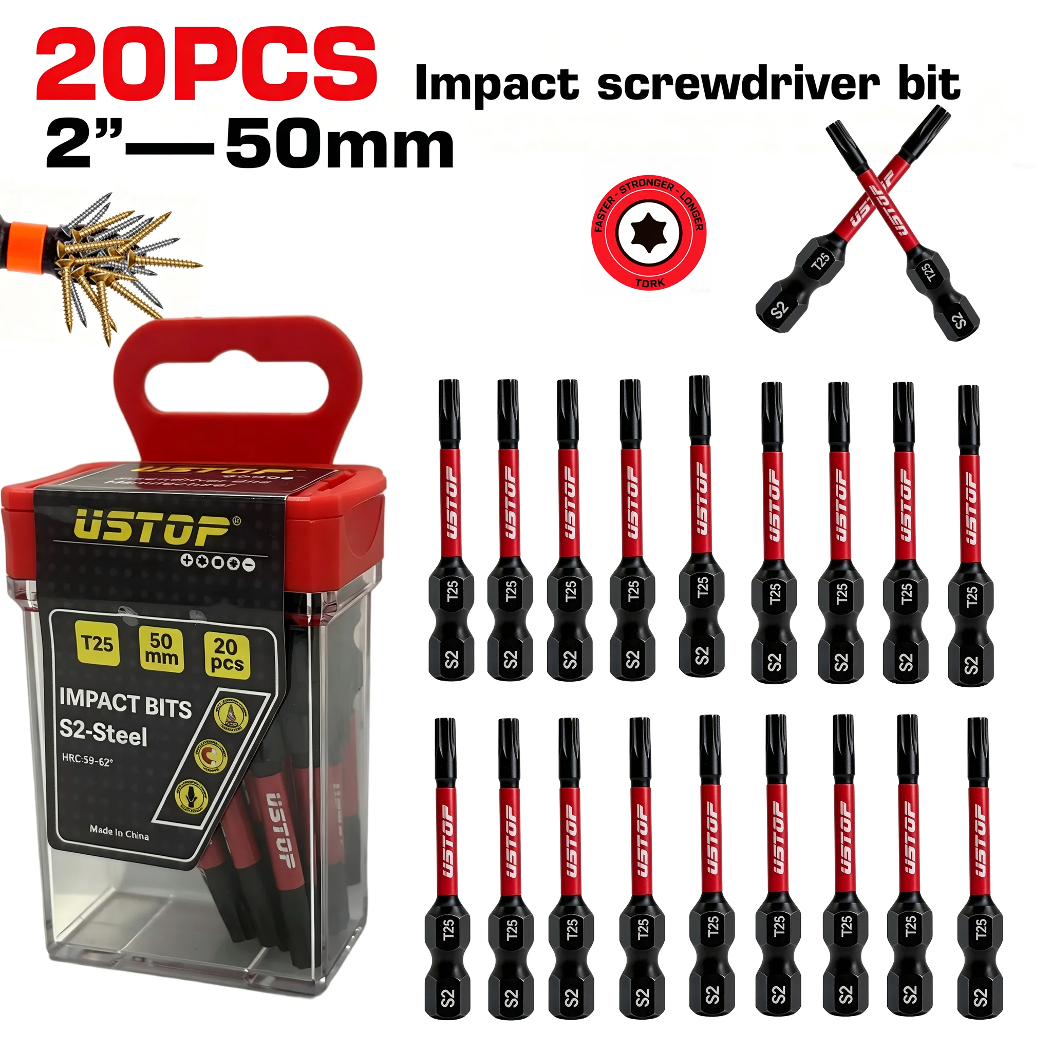 T25 Torx Starke Magnetische Schraubendreher-Bits, 10-teiliges/20-teiliges Set, 50mm S2 Stahl Schlagfeste Bohrer-Bits, Torx Schraubendreher-Bits