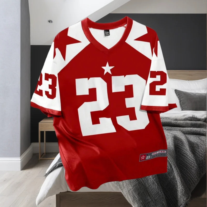 

Contrast Color Splicing Numeral Graphic #23 Print T-Shirt Adult Kids Clothing Breathable Quick-drying Casual V-Neck Short Sleeve