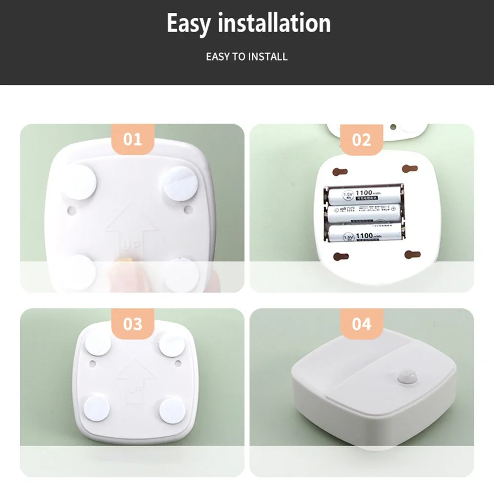 ไฟไฟ LED กลางคืนไร้สายเซ็นเซอร์ตรวจจับการเคลื่อนไหวไฟกลางคืนใช้พลังงานจากแบตเตอรี่สำหรับตู้เสื้อผ้าห้องน้ำชั้นใต้ดินห้องครัว0.3วัตต์