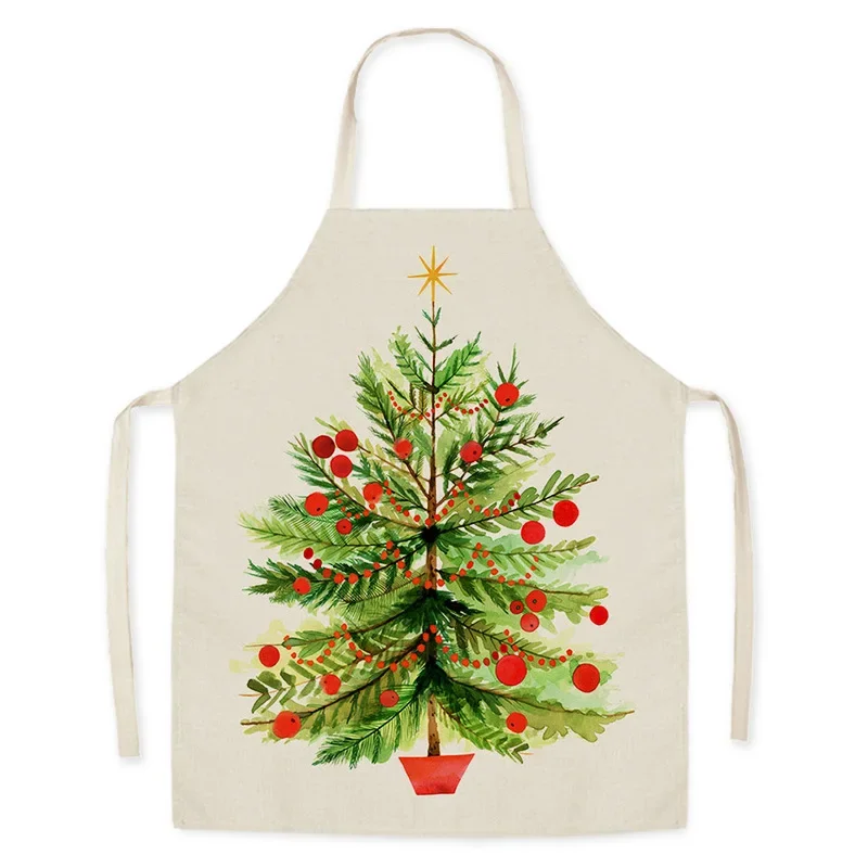 Christmas Cartoon Christmas Tree Pattern Hand Wipe Sleeveless Apron Household Kitchen Cooking Cleaning Tool фартук для кухни