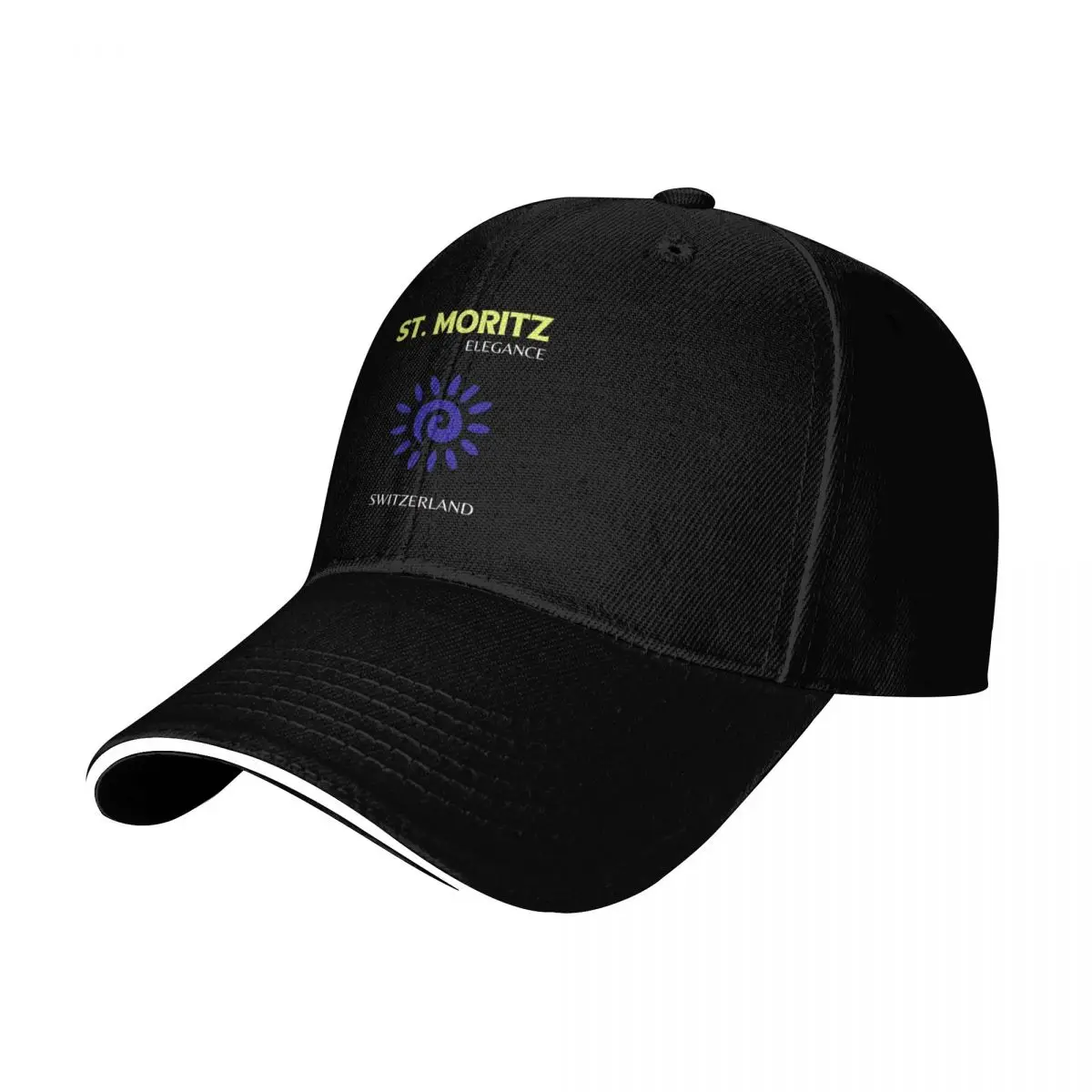 St Moritz, Preppy, Travel Art, Pink, Blue Baseball Cap Curved Brim Classic Fit Low Profile Unstructured Unisex for Men Women