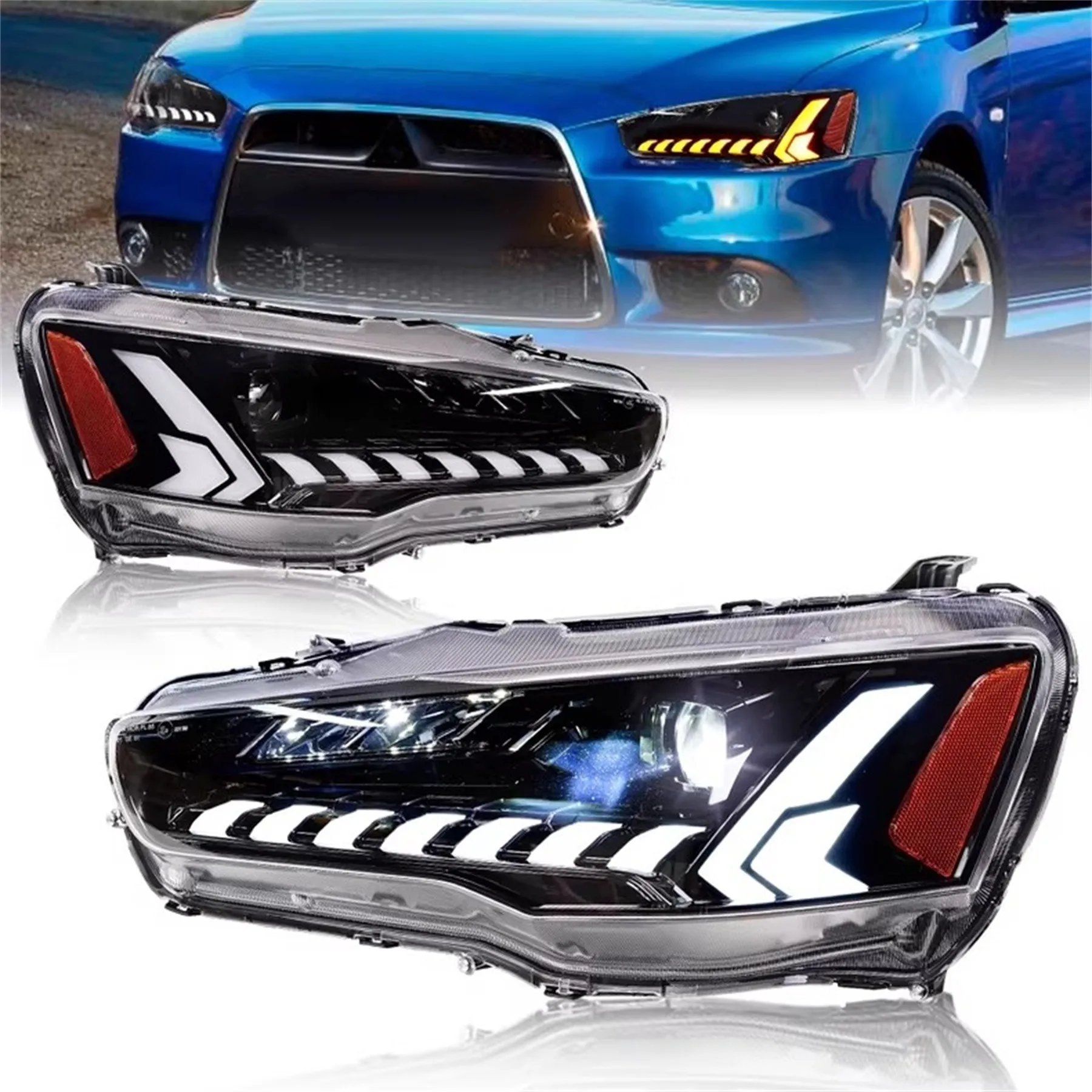 

Светодиодная фара в сборе для Mitsubishi Lancer-ex 08-18, модифицированные дневные ходовые огни, указатель поворота