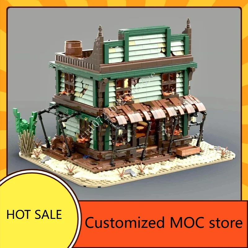 

2744 шт., комплект MOC в стиле вестерн, головоломка StreetView, город, архитектура, креативная сборка DIYA, игрушка на день рождения, Рождественский подарок для детей в возрасте