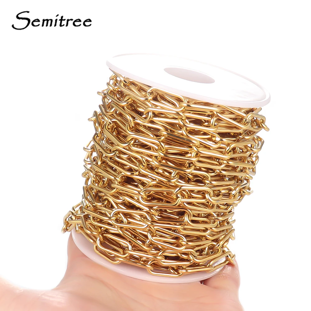 Semitree 1 Meter Stainless Steel Chain Link Chains for DIY Jewelry Making Accessories Handmade Wallet Chain Necklace Supplies