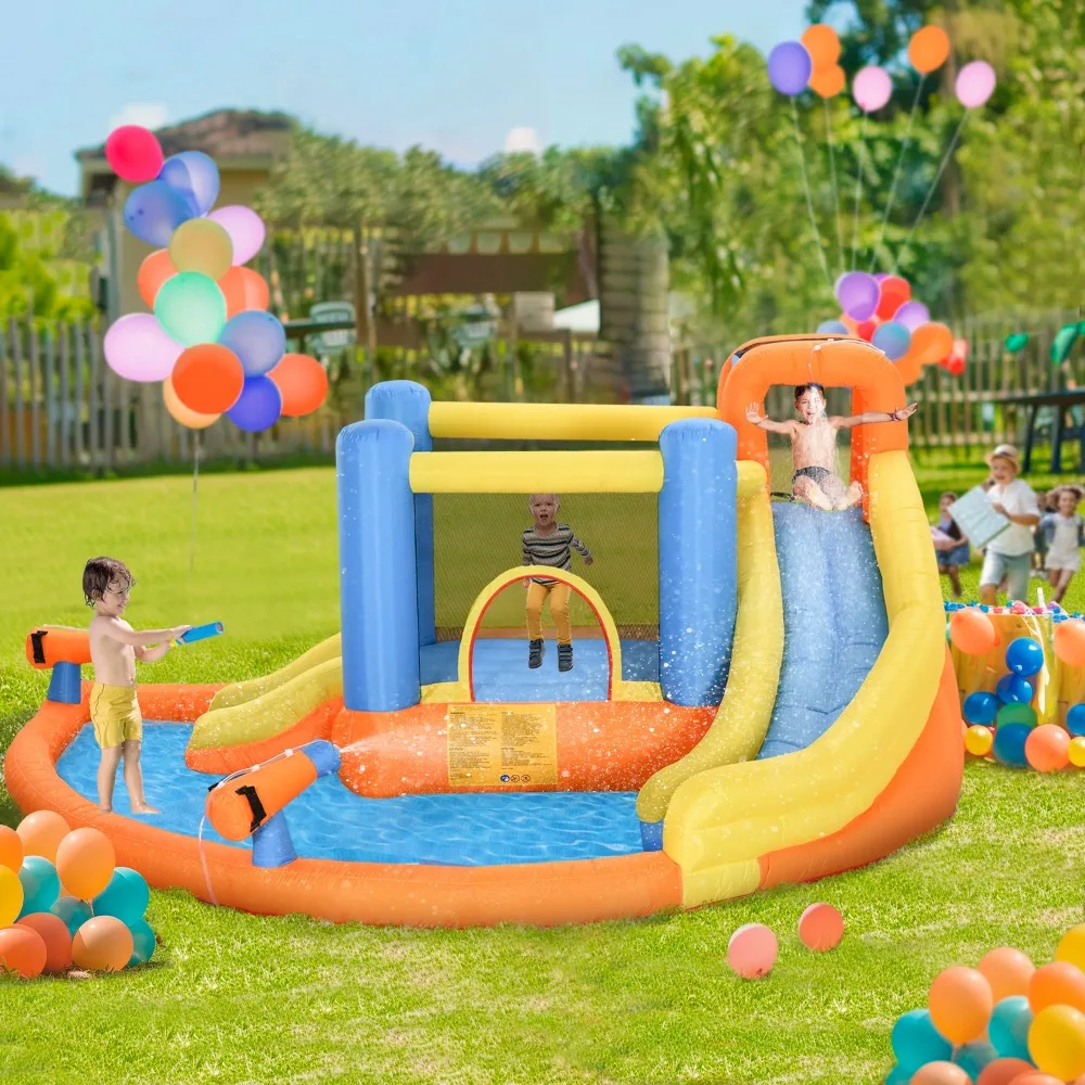 

USA Shipping 13.7' X 11.8' X 6.2' Outdoor Inflated Castle for Splashing Sliding Climbing