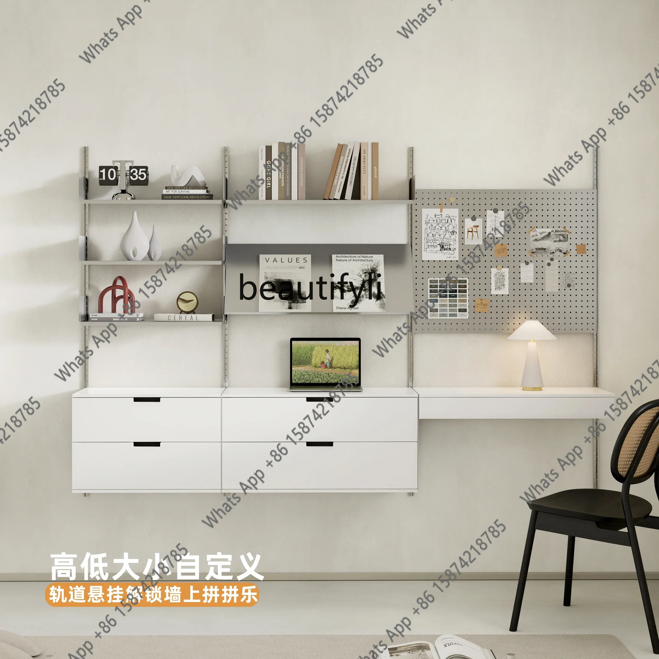 LZD SM Wall Track Shelf Multi-layer Display Shelf Living Room Office Wall Hanging Multifunctional Storage Shelf