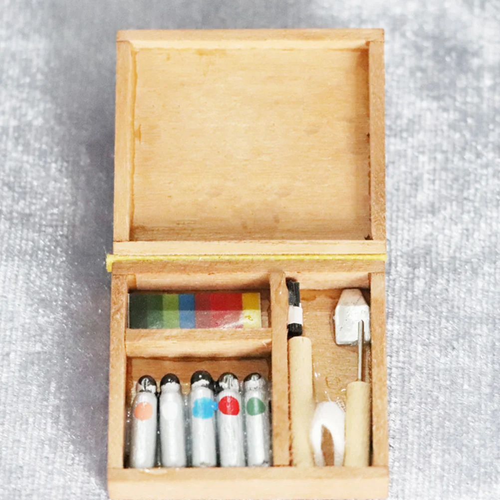 Dollhouse Painter Mini Painting Board Easel Ornament Miniature Micro Model Small Kit Tiny Homes Toy Room Furniture