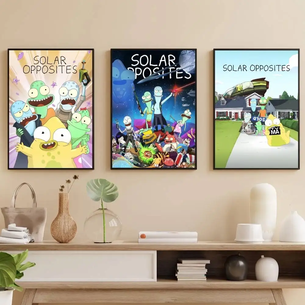 

S-Solar Opposites Poster Self-adhesive Art Waterproof Paper Sticker Coffee House Bar Room