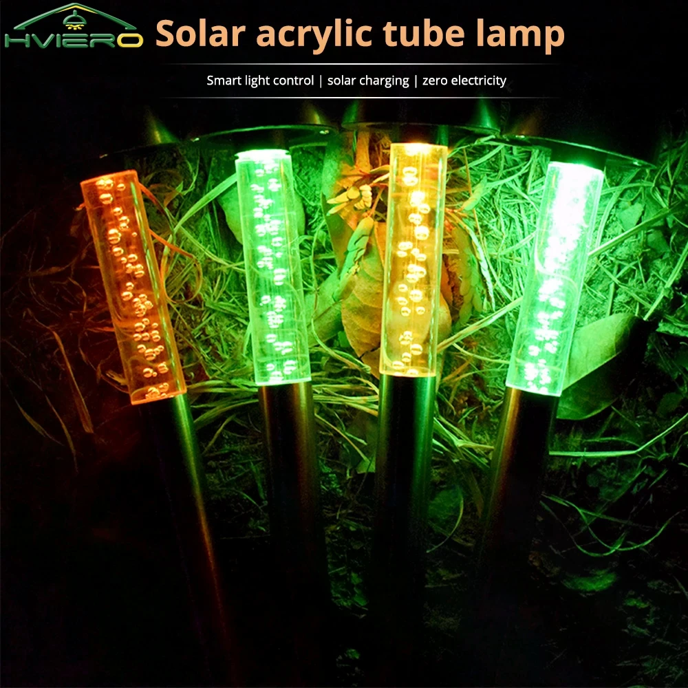 

Solar Acrylic Small Tube Lamp Garden Outdoor Landscape Lighting Pathway Patio Yard Park Lawn Villa Decoration Light Waterproof