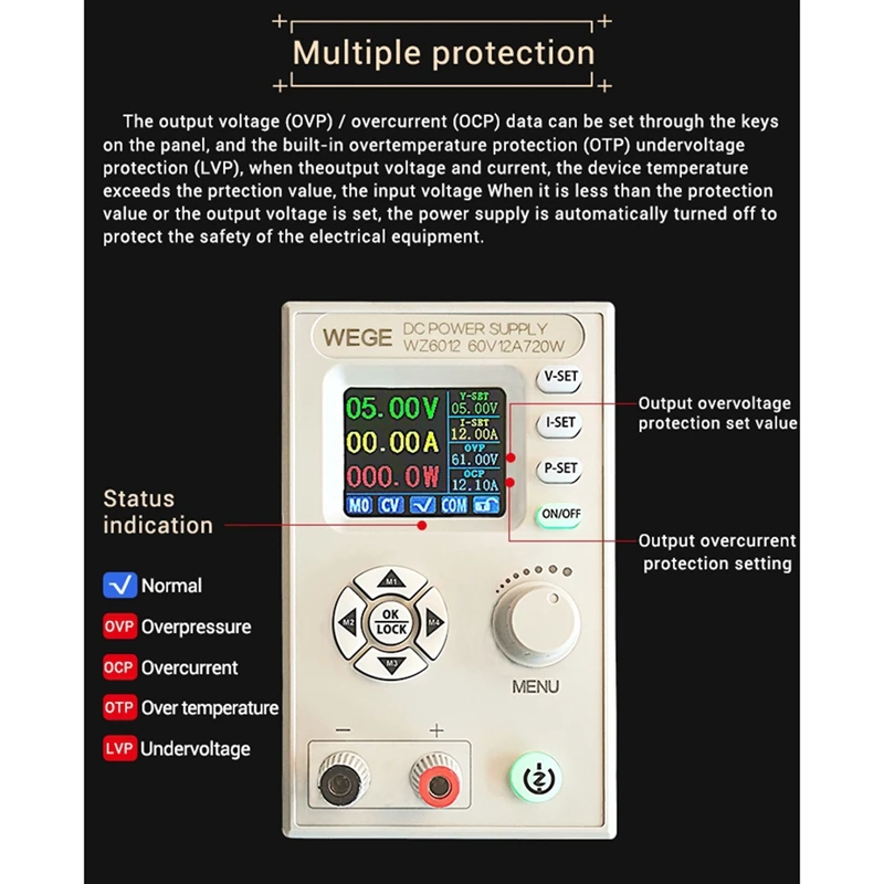 WZ6012 Adjustable Digital Controlled DC Power Supply Step-Down Charging Module Voltage Regulator