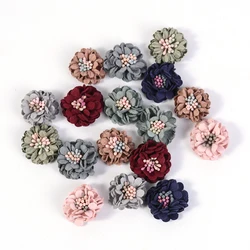 10Pcs 3cm Fabric Rose Flower Head Artificial Flowers For Bride Headdress Children's Hairpin Clothing Accessories Flower Craft