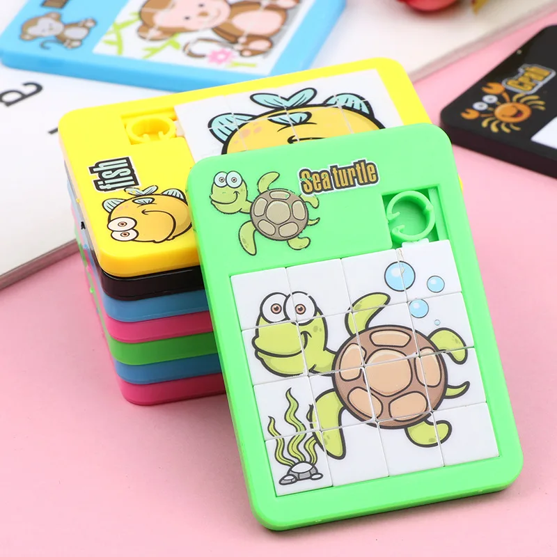 6 Pcs Sliding Puzzle Waterproof And Durable Plastic Leisure Toys Jigsaw Huarong Road Animal Picture Color Other Educational Toys