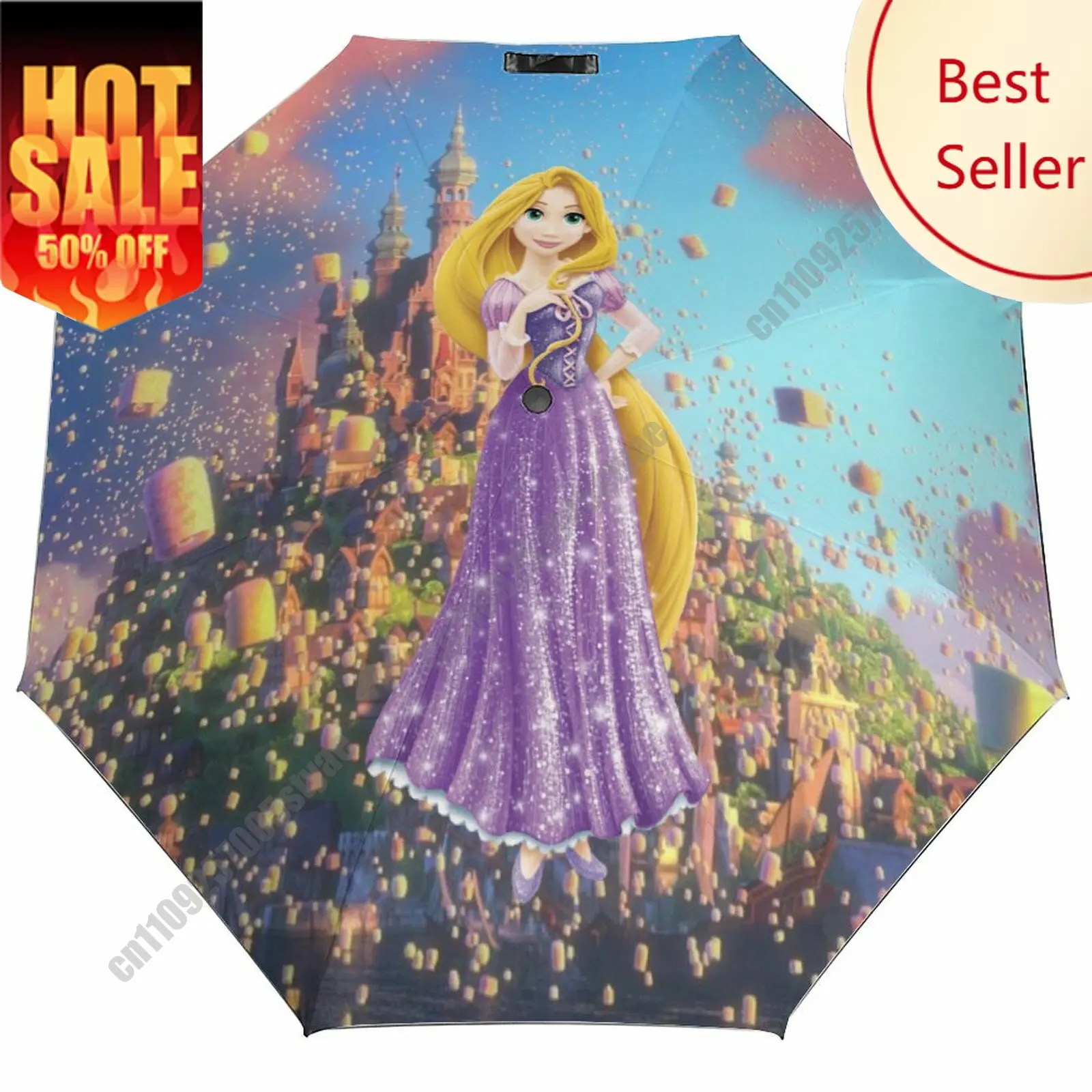 

Rapunzel Umbrella Disney Cartoon 3 Fold Auto Suitable Both Sunny Rainy Days Decoration Gifts Decor Custom Umbrella