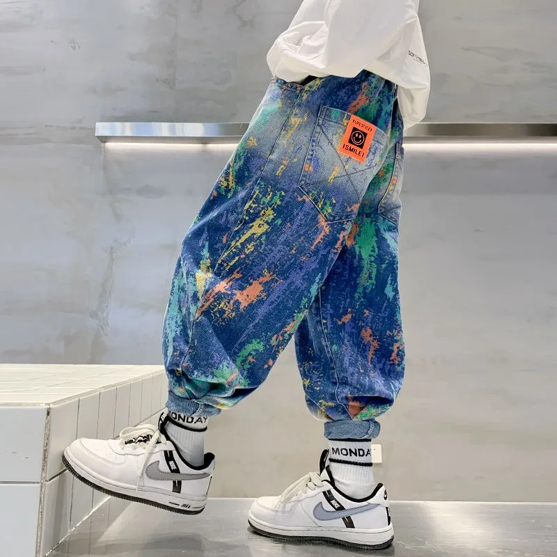 

2025 New Boys Spring Autumn Trendy Jeans Long Pants Toddler Big Kid Spring Fashion Casual Wear Hot Sale