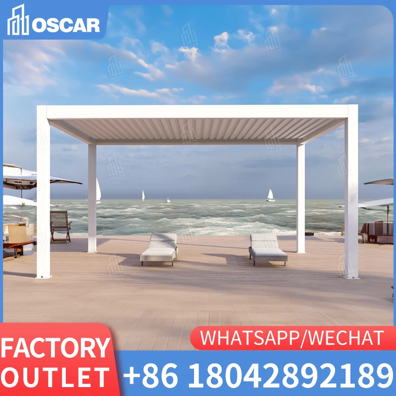 

Pergola Motorized Electric Aluminum Outdoor Four Seasons 4*4 3*3 PVC Waterproof Gazebo Outdoor Patio Furniture Aluminum