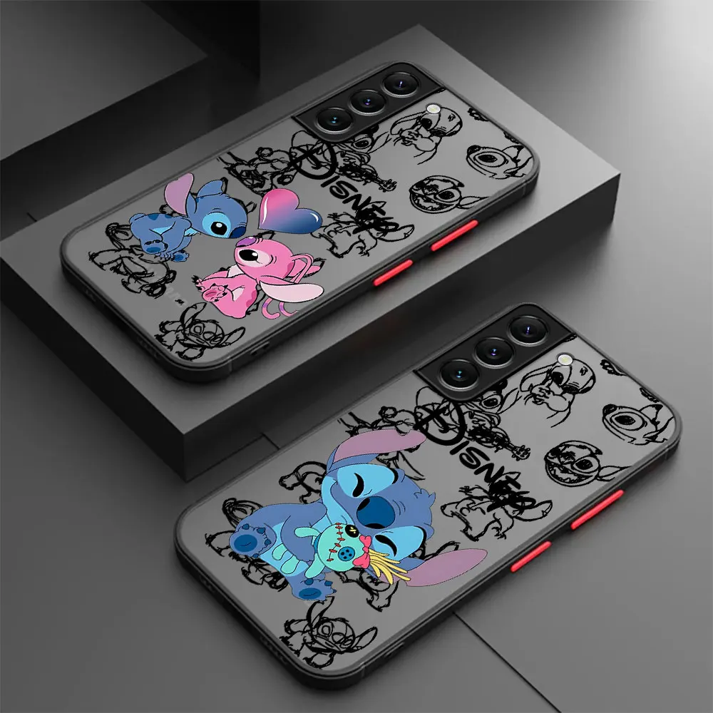 Lovely Disney Stitch Case for Samsung Galaxy A54 A34 A72 A22 A33 A32 A14 A73 A23 A24 A53 A52 5G A13 A32 Matte Soft Cover