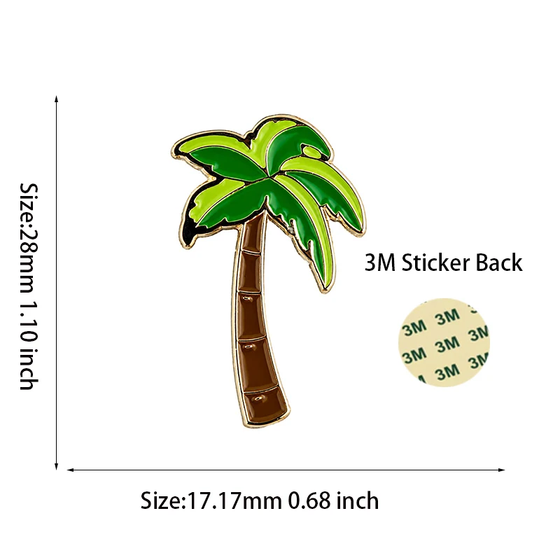 Plam Tree Mobile Phone 3M Sticker Metal Pin Soft Enamel Badge Metal Pin Broooches Pins