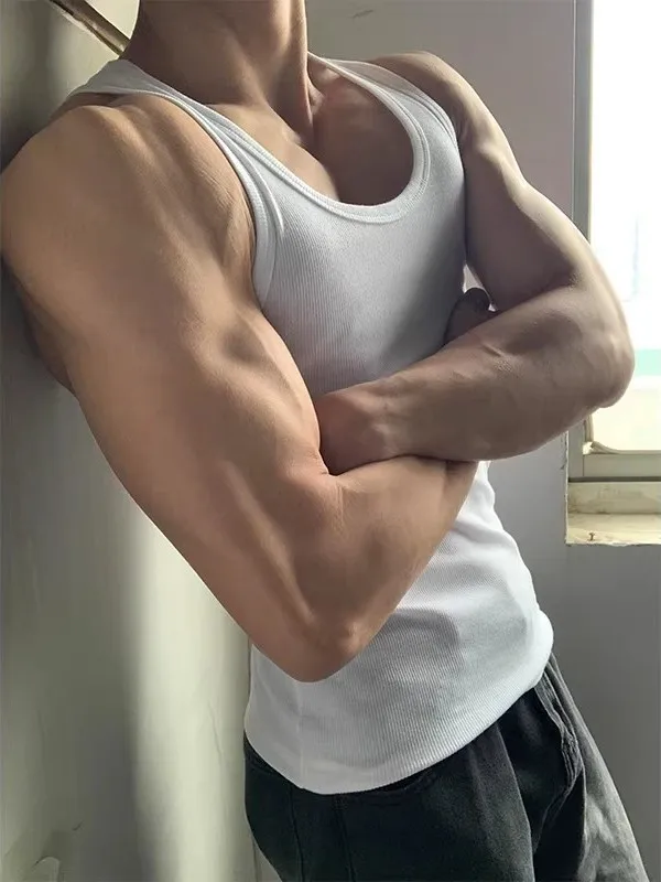 

Белая американская майка-борцовка для мужчин, летняя, облегающая, для спорта и фитнеса, тренировочная, без рукавов