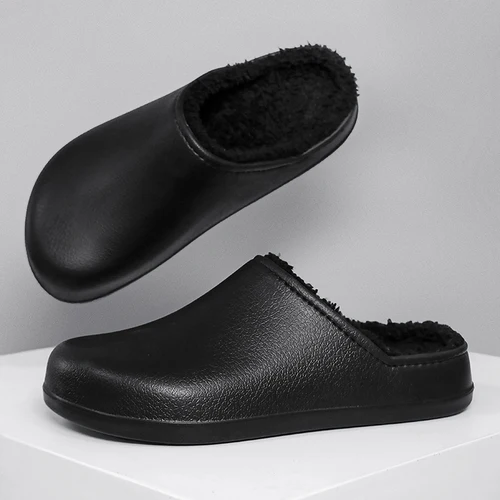 EVA 남성용 플러시 슬리퍼, 따뜻한 방수, 내유성, 남성 요리사 신발, 미끄럼 방지 주방 작업 신발, 커플 홈 소프트 솔 신발, 겨울