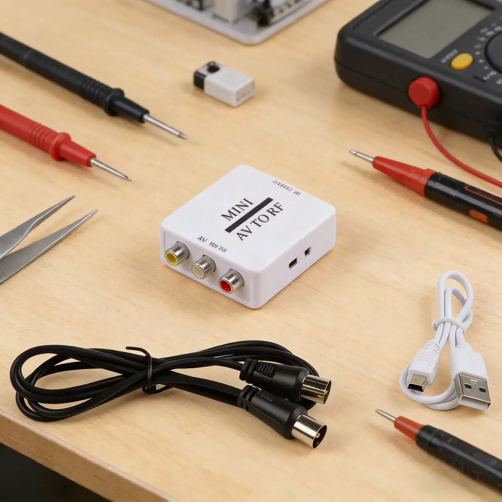 Coaxial Adapter AV To RF Modulator Composite To RF Adapter Portable Design Supports DVI Signals For TV For VCR