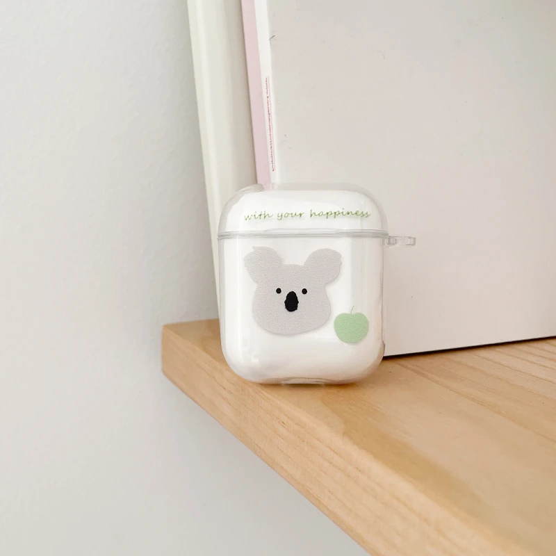 Cute Koala Korean Ins Earphone Case For AirPods 1 2 Pro Case Transparent TPU Air Pods 3 Bluetooth Soft Earphone Charging Box