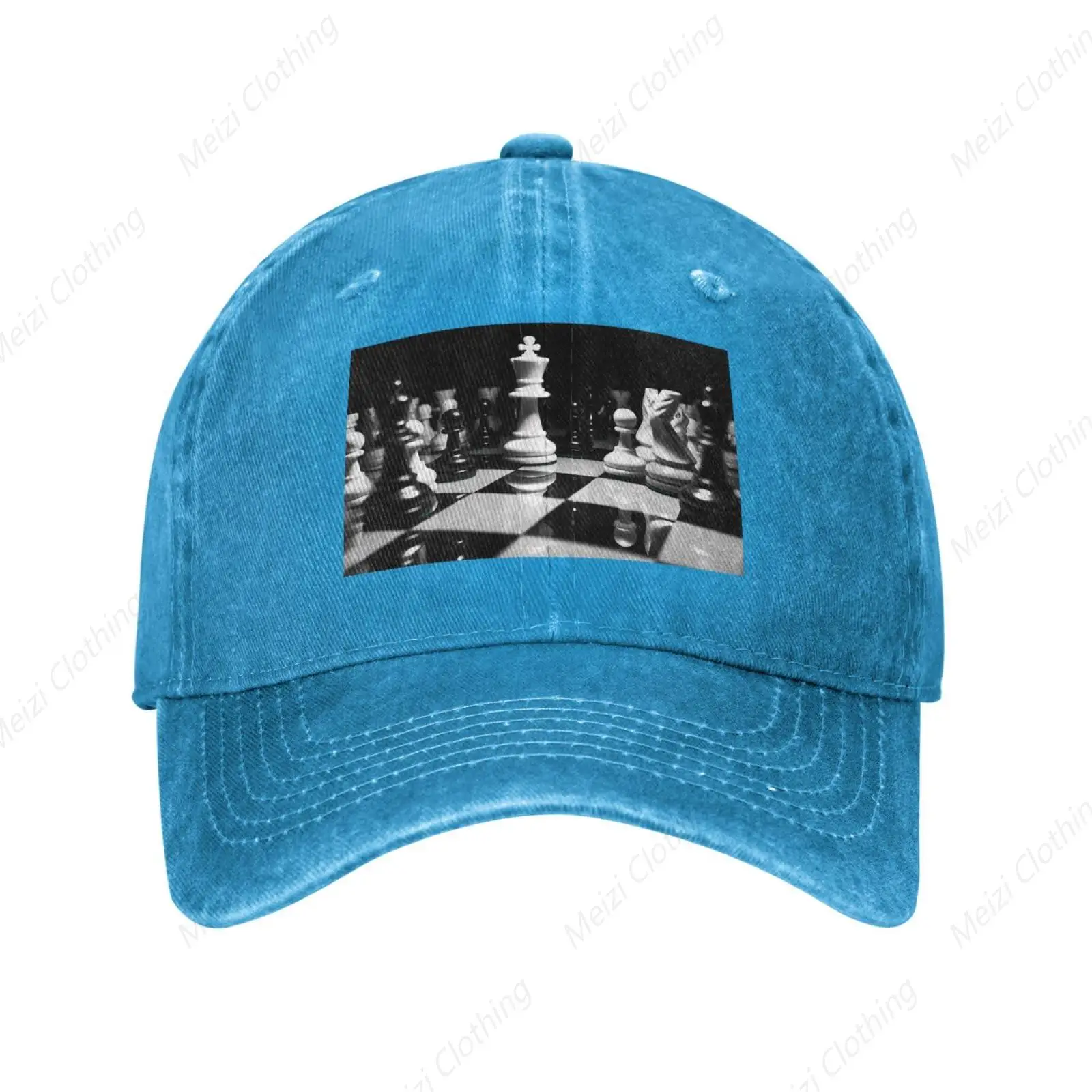 

Baseball cap, Golf dad cap, Men's and Women's Adjustable Black and White Chess Enthusiast Printed Sunshade Truck Cowboy Hat