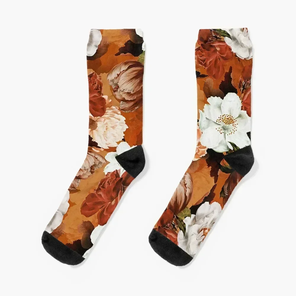 

Антикварные золотые носки Midnight Botanical Flower Rose Garden, теннисные походные ботинки с принтом, мужские и женские носки