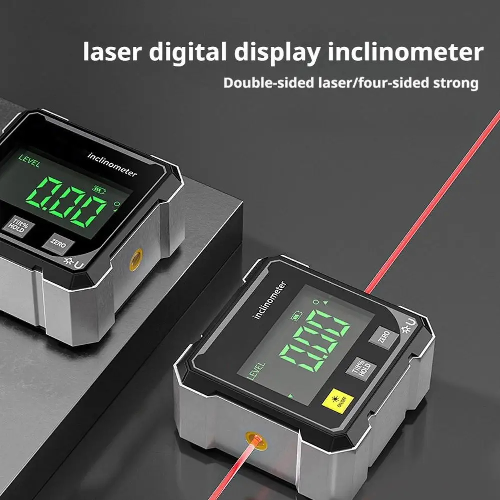 Household Double Sided Laser Inclinometer Multifunctional Four Sided Magnetic Absorption Angle Level Small Slope Measuring Tools