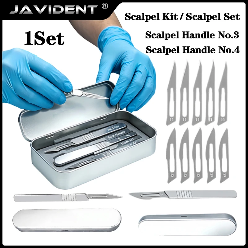 1Set Dental Medical Surgical Blade Scalpel Blades Knife Handle Holder Dissection Beauty DIY Cutting Phone Repair Carving