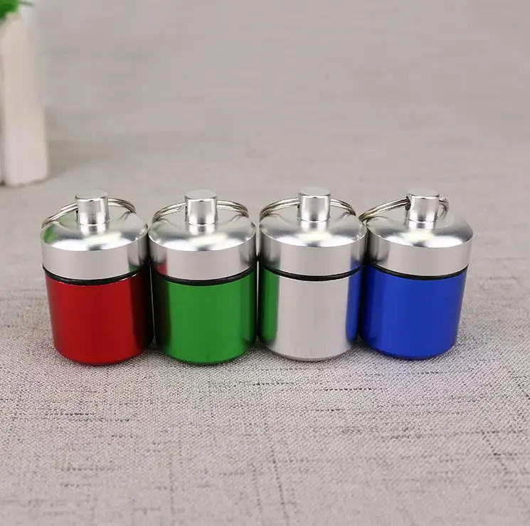 Mini Portable Aluminium Pill Case Keychain Outdoor Pocket Pill Box Container Carry Bottle Case Earplugs Box  SN4405