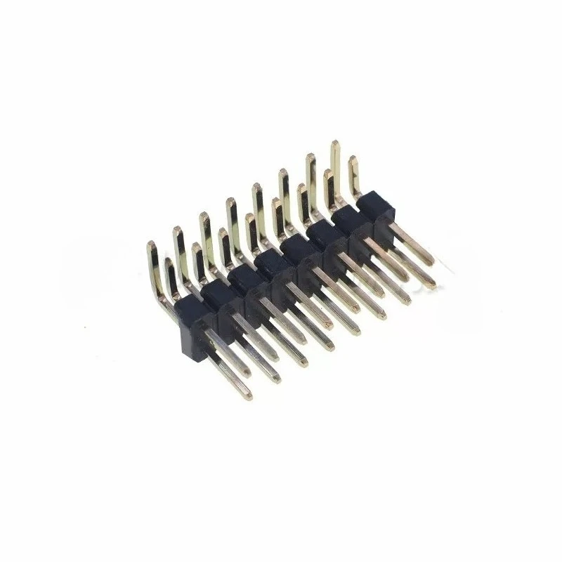 (10Pcs) 2.54mm pitch, single row, double row, curved needle, copper plated 90 degree pin 1X3/4/5/6/8/10/40P