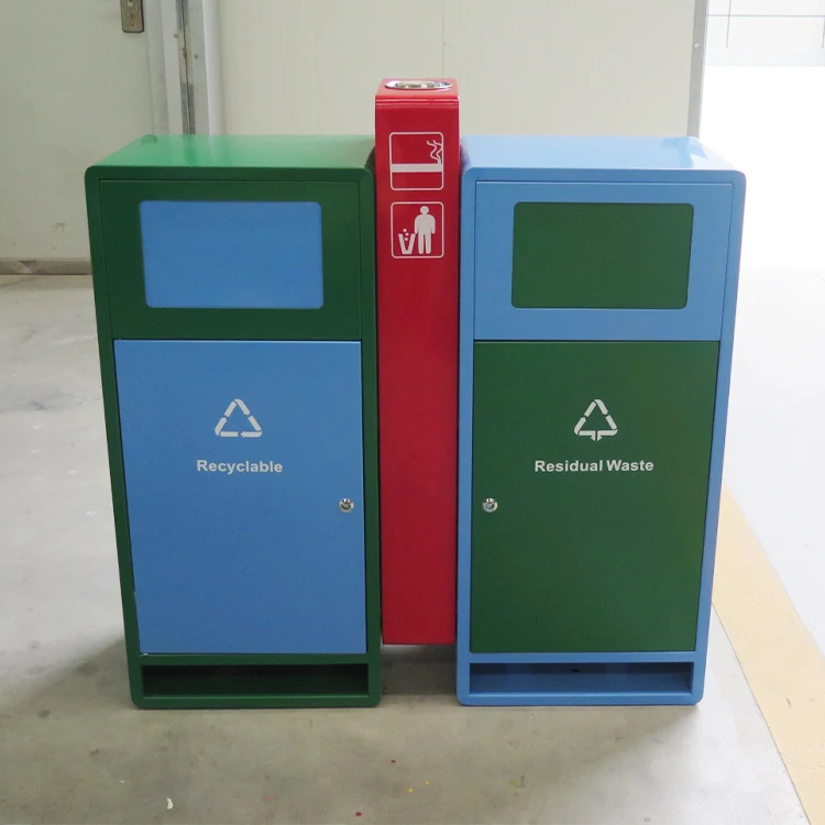 

Outdoor Animal-proof Lid-sealed Weatherproof Dustbin Public Metal Bin Recycling Factory Trash Can