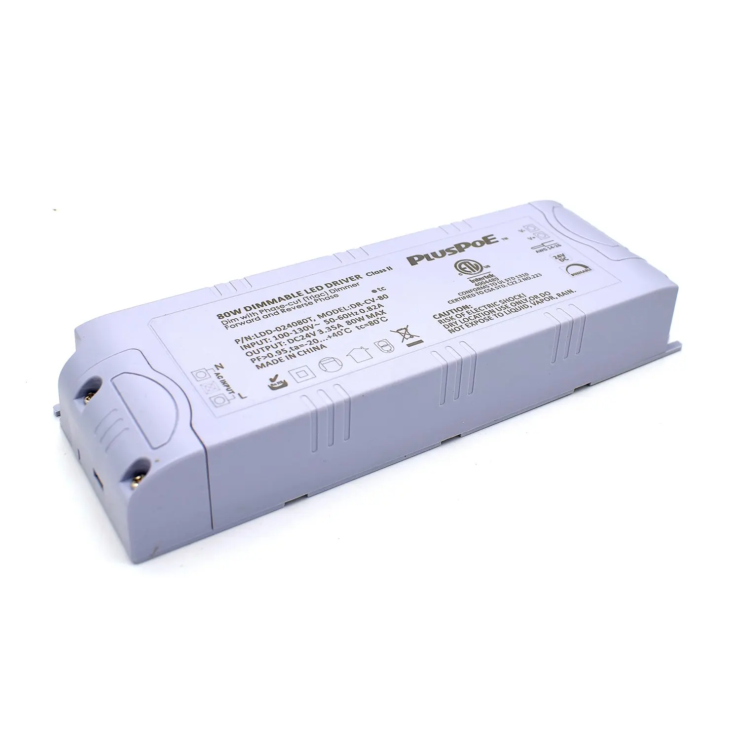24V 80W dimmbarer LED-Treiber, Triac/ELV/MLV, ETL-gelistet, kompatibel mit Lutron & Leviton