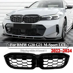 Front Kidney Diamond Grille Grill Center Grid Mesh Tuning For BMW 3 Series G20 G21 M-Sport 320i 325i 330i M340i LCI 2022-2024