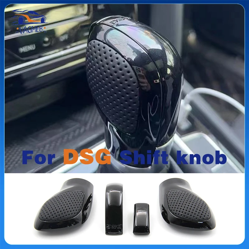 

Piano Black Chrome With bore a hole Leather Gear Shift Knob Side Cover DSG Emblem For VW Golf 6 7 R GTI Passat B7 B8 CC Jetta