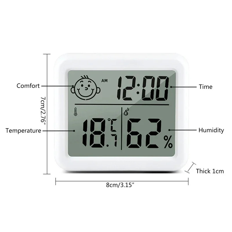 Digital Thermo-Hygrometer Indoor Room Thermometer Hygrometer LCD Screen Desktop Thermometer with Temperature & Humidity