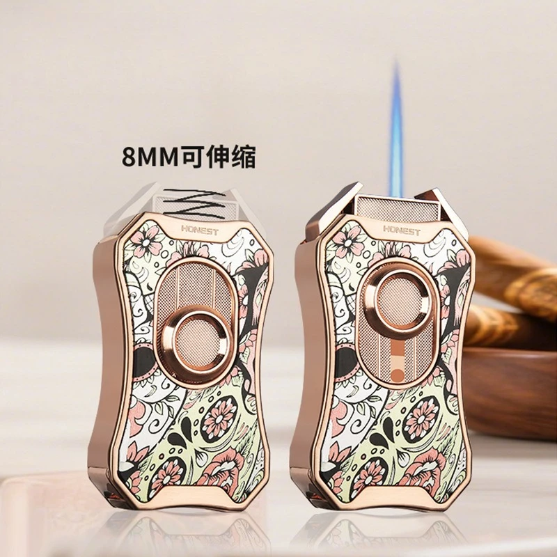 

Cigar Specific Portable Windproof Direct Inflation Butane Fluorescent Lighter Torch Smoking Accessories Gadgets for Men