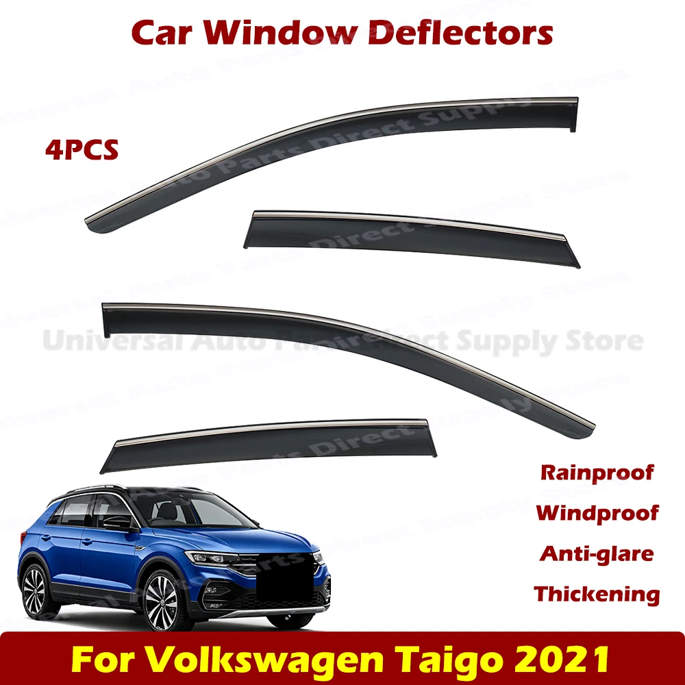 

Window Visor Rain Deflector For Volkswagen Taigo 2021-2025 Smoke PC Side Door Sun Shield Self Adhesive Awnings Shelters 4PCS