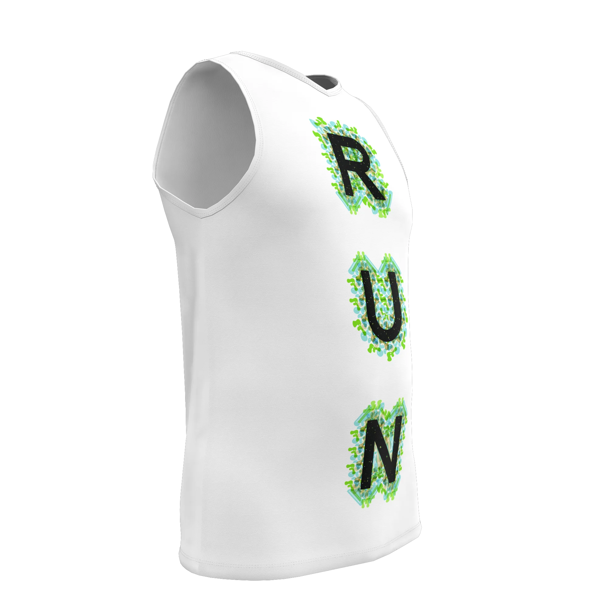 Hirbgod Mesn Ademende Tanktop Witte Kleur Run Logo Mannelijk Vest Snel Kleurstof Atletisch Jersey Top