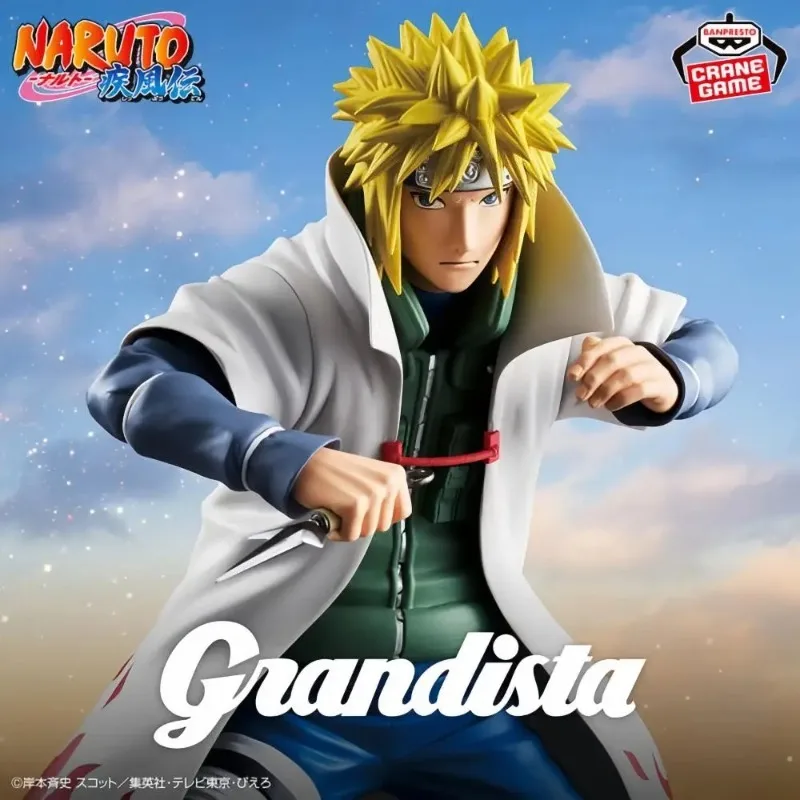 Em estoque original bandai naruto namikaze minato pvc 23cm decoração de mesa anime personagem modelo coleção brinquedos presentes