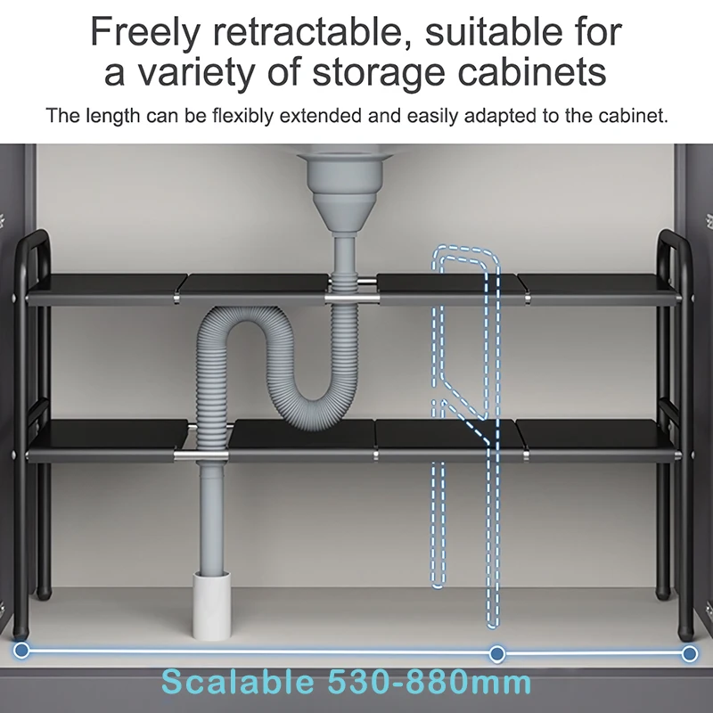 Shelf Under The Sink Flexible Layered Rack Cabinet Organizer Sundries Telescopic Holder Countertop Storage Rack Under Sink Shelf