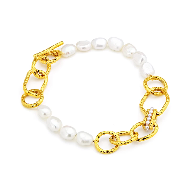 

VAROLE Punk Natural Pearls Bracelet For Women Gold Plated Bracelets Beads Fashion Jewelry Party Gift