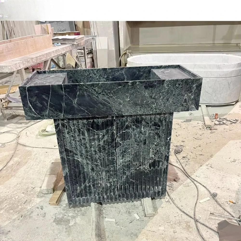 جبال الألب الطبيعية كيب فيردي الرخام الأخضر بالوعة الحمام اليدوية الحاويات الغرور حوض مغسلة حجرية صديقة للبيئة