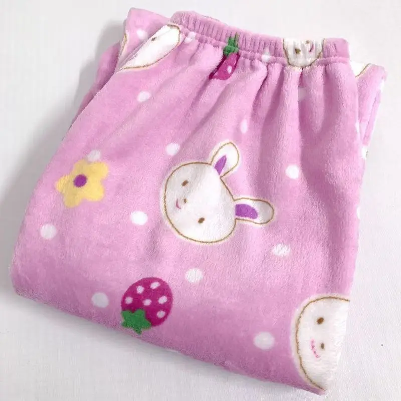 Winter Women\'S Cute Plush Pajamas Pants, Cartoon Fluffy And Warm To Sleep Pants, Comfortable Loose Elastic Waist Home Pants