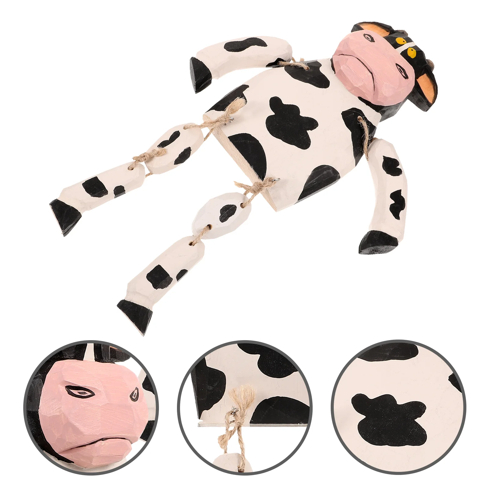 Cute Ornaments Lovely Cow Statues Adorable Figurines Tiny Decorative Animals Dairy Wood Carving